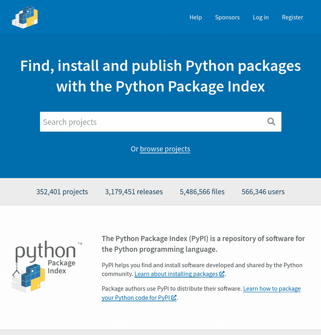 PyPI screenshot