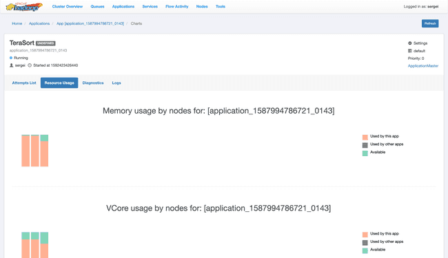 Monitoring applications resource usage in YARN ResourceManager UI