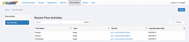 Monitoring flow activity in YARN ResourceManager UI