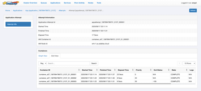 Monitoring applications attempt in YARN ResourceManager UI